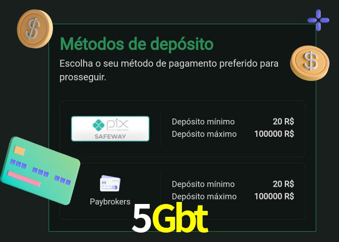 O cassino 5Gbt oferece uma grande variedade de métodos de pagamento